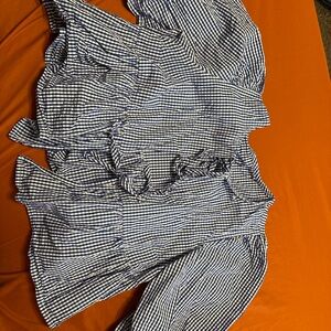 Blue and White Gingham Blouse